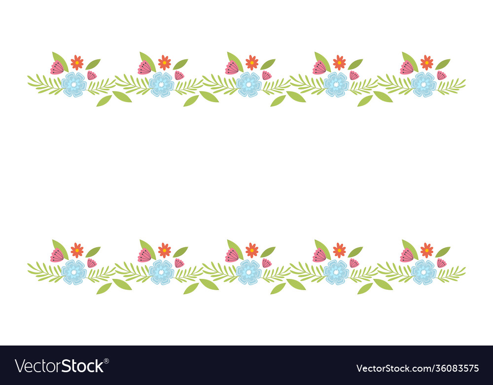 Floral border elements botanical bloom beautiful