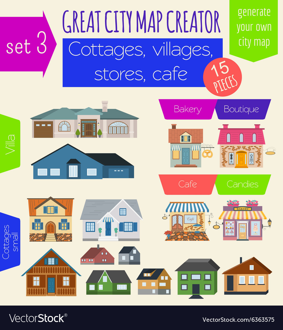 Great city map creator house constructor Vector Image
