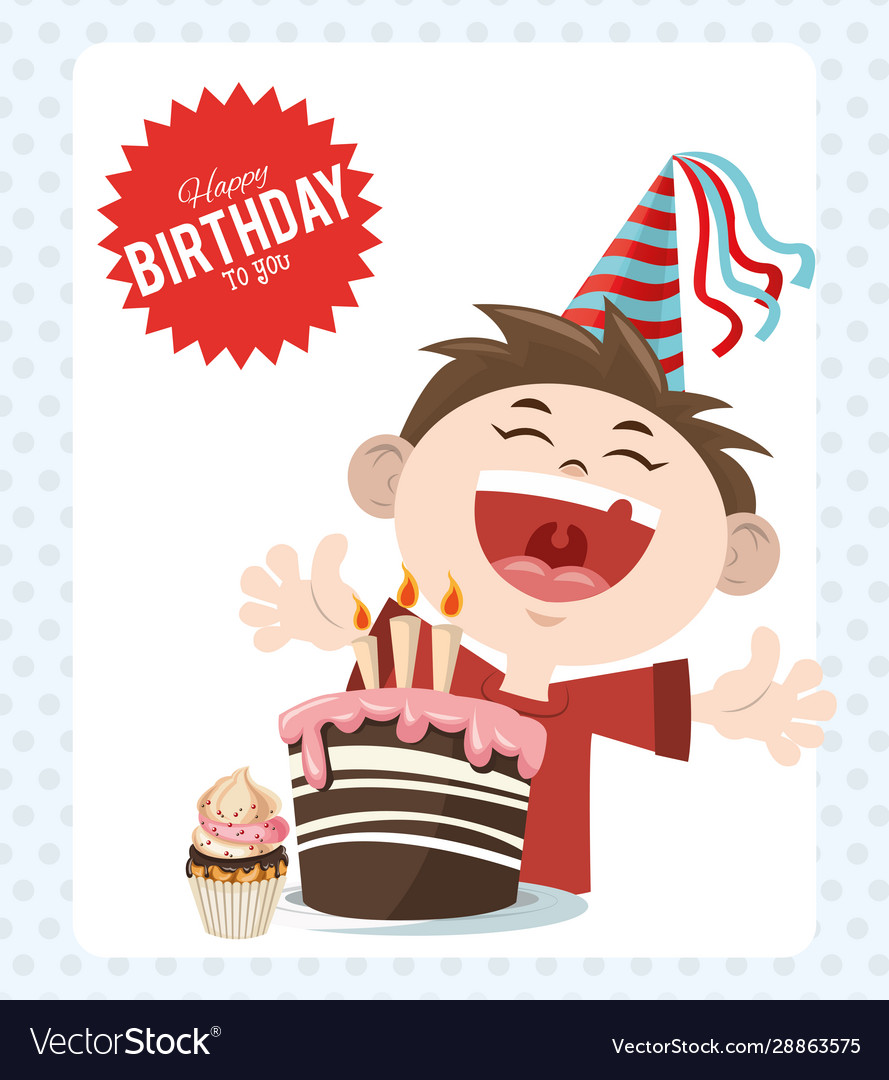 Happy birthday celebration party cheerful boy Vector Image