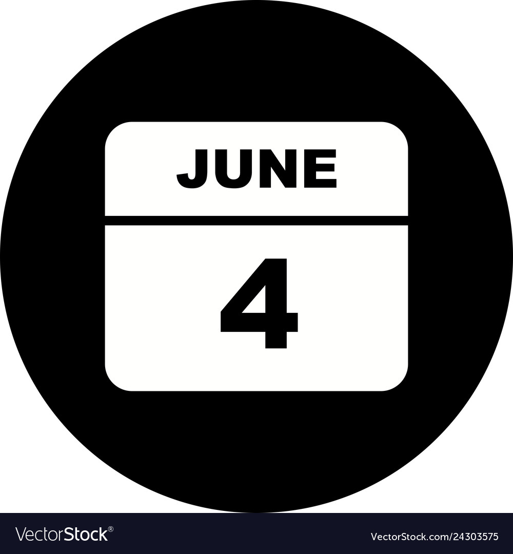 June 4th date on a single day calendar Royalty Free Vector