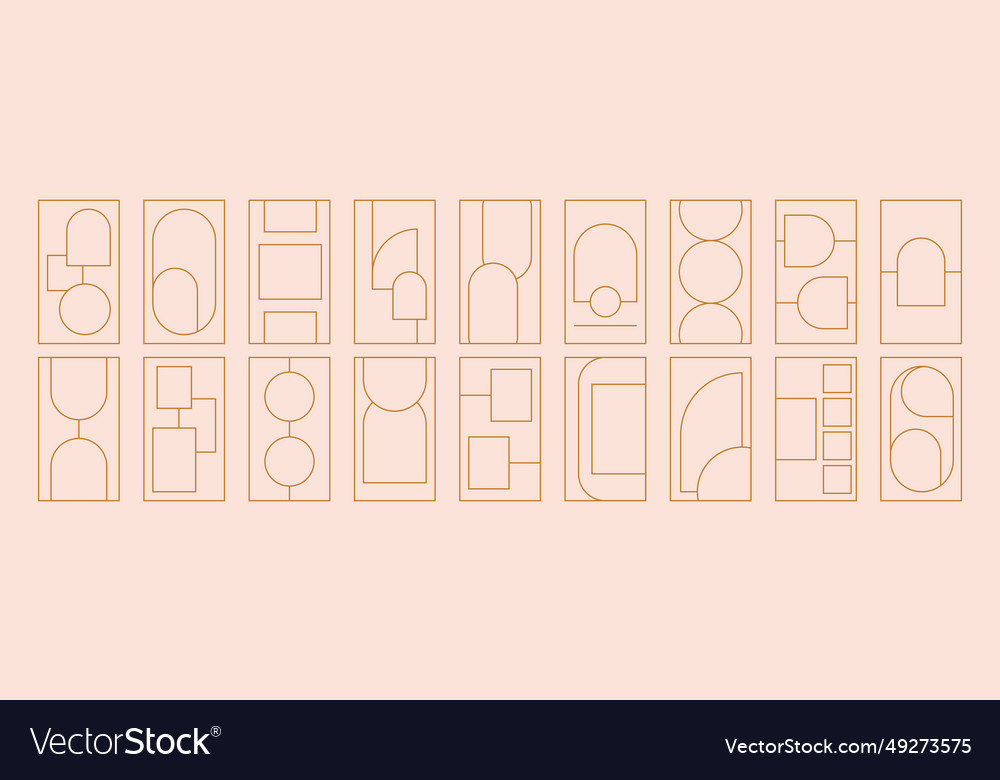 Modern aesthetic linear frames square rectangle Vector Image