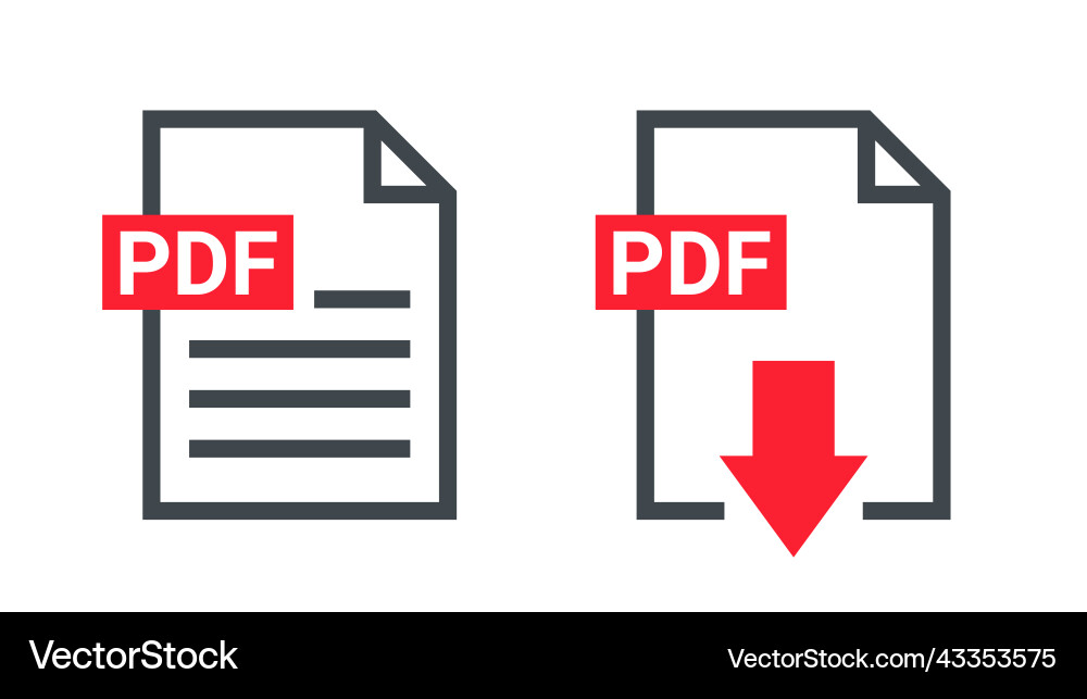 Pdf file icon format download document image Vector Image