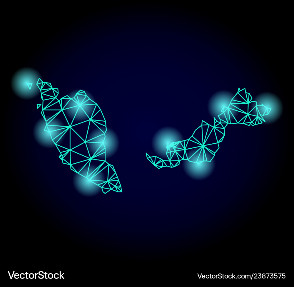 Polygonal network mesh map of malaysia with light Vector Image