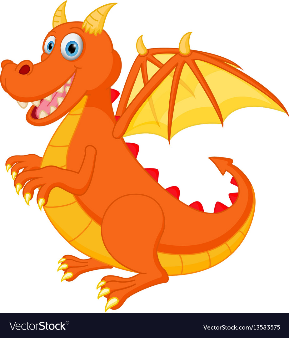 Red dragon cartoon Royalty Free Vector Image - VectorStock