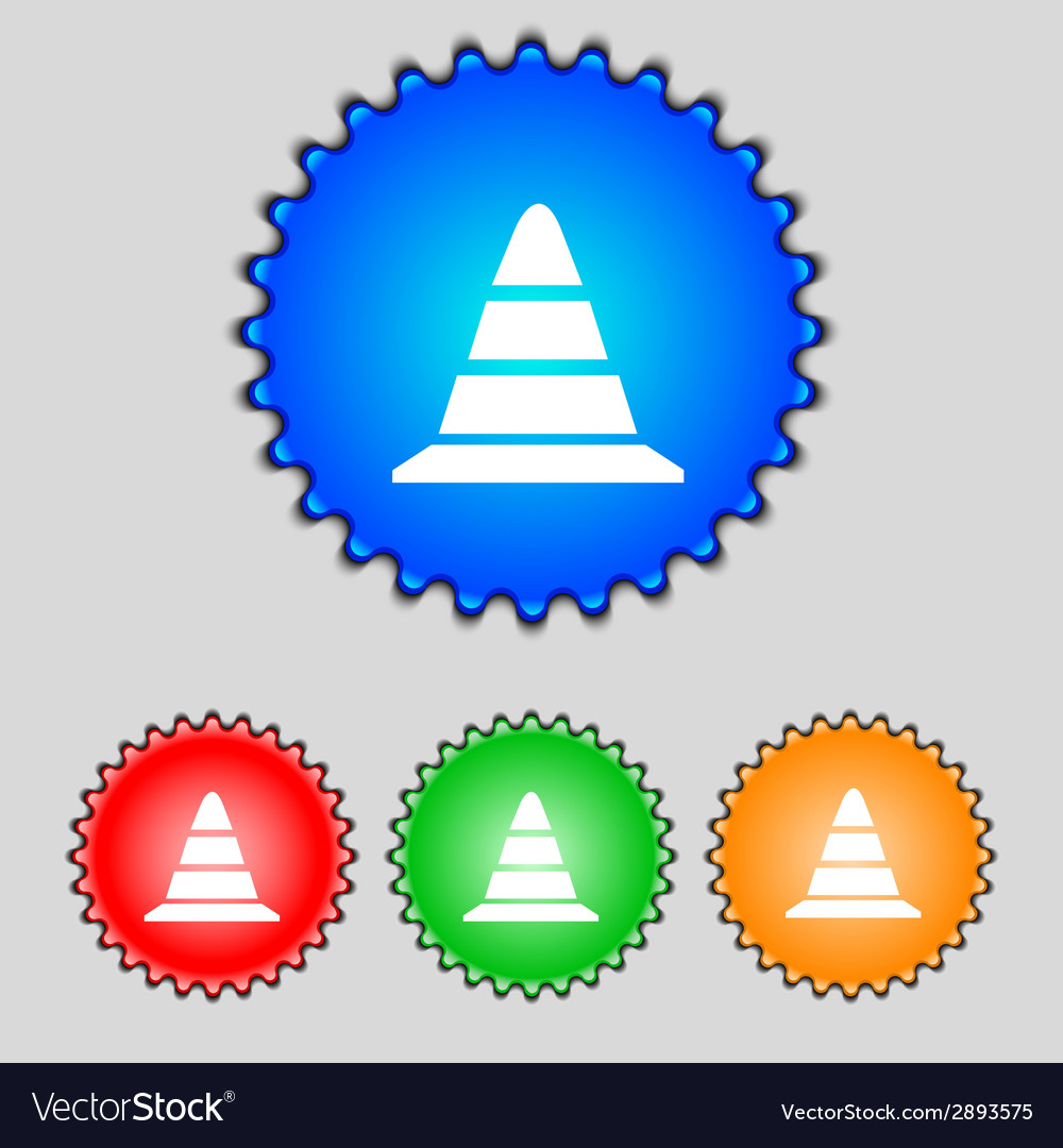 Straßenkegel-Symbol farbenfrohe Knöpfe