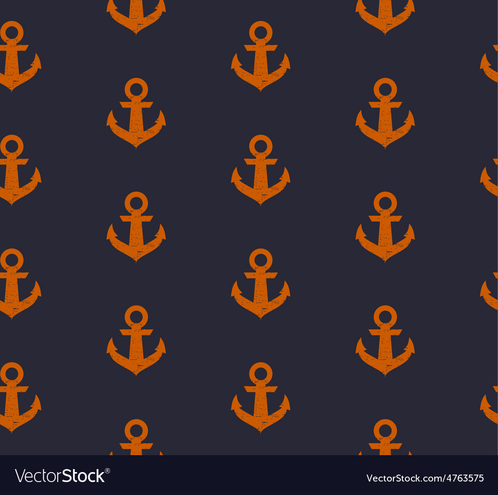 Seamless pattern with anchors in grunge style