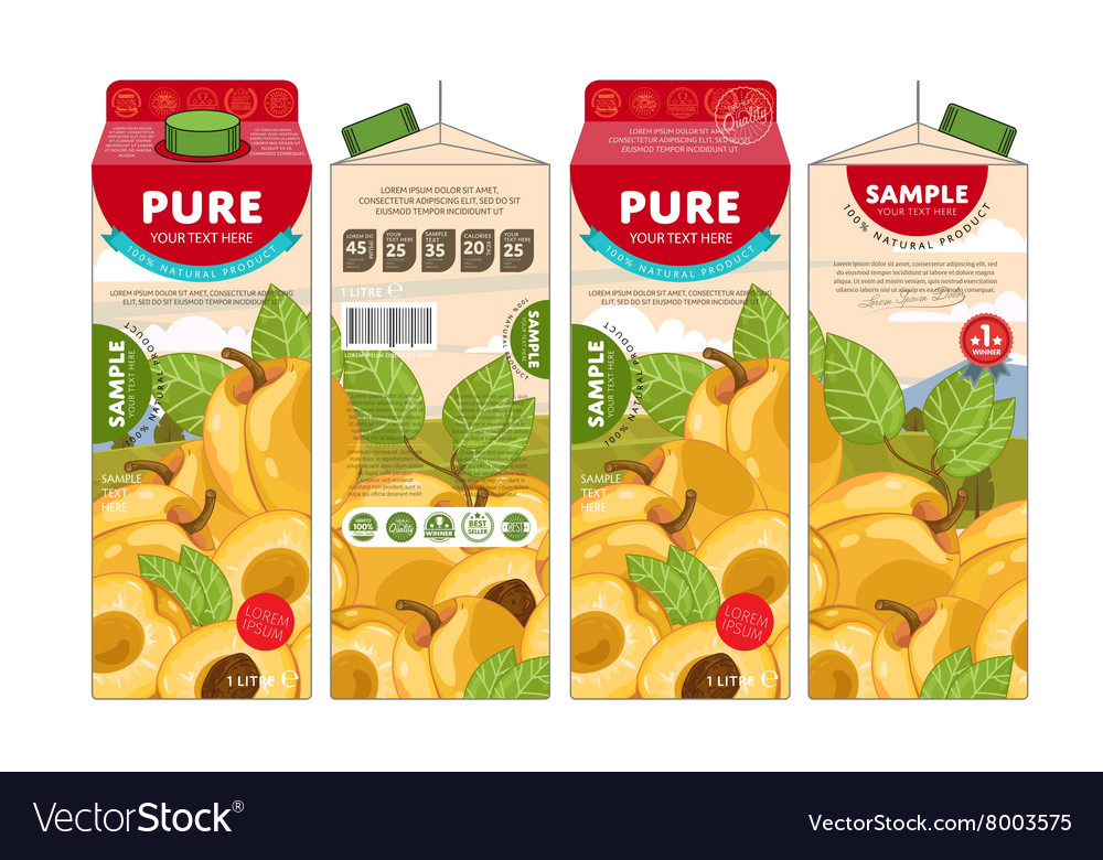 Template packaging design apricot juice Royalty Free Vector