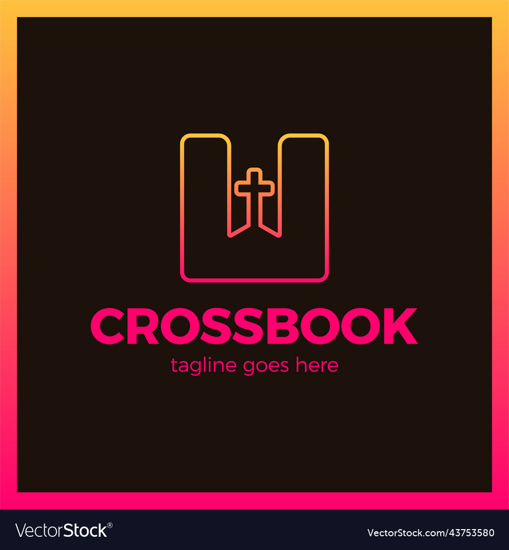 Cross bookmark logotype bible book