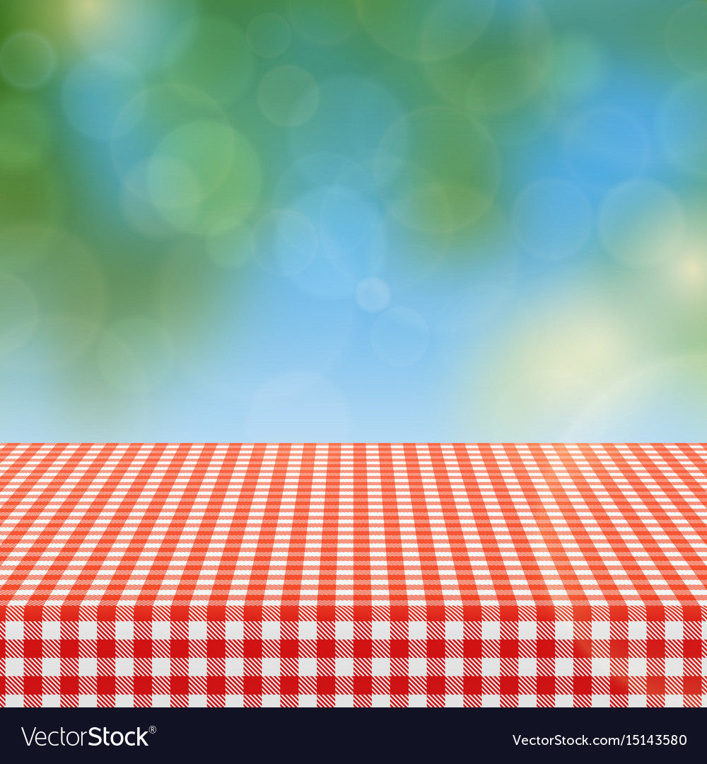 Picnic table with red checkered pattern linen Vector Image