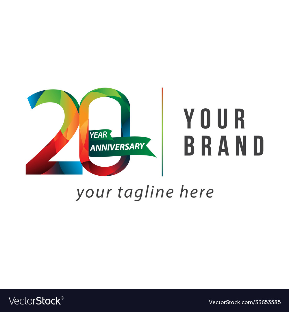 20 year anniversary template design Royalty Free Vector