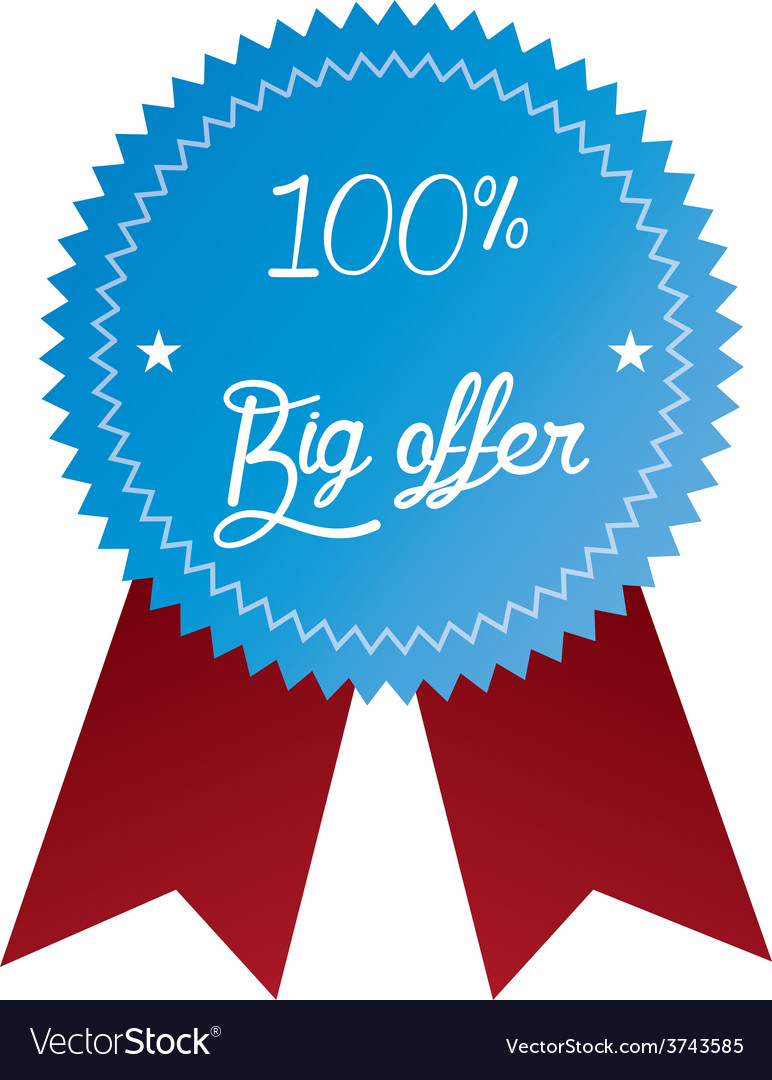 A blue label with text and stars for sales Vector Image