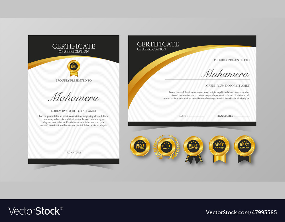 A4 certificate award templates vertical Royalty Free Vector