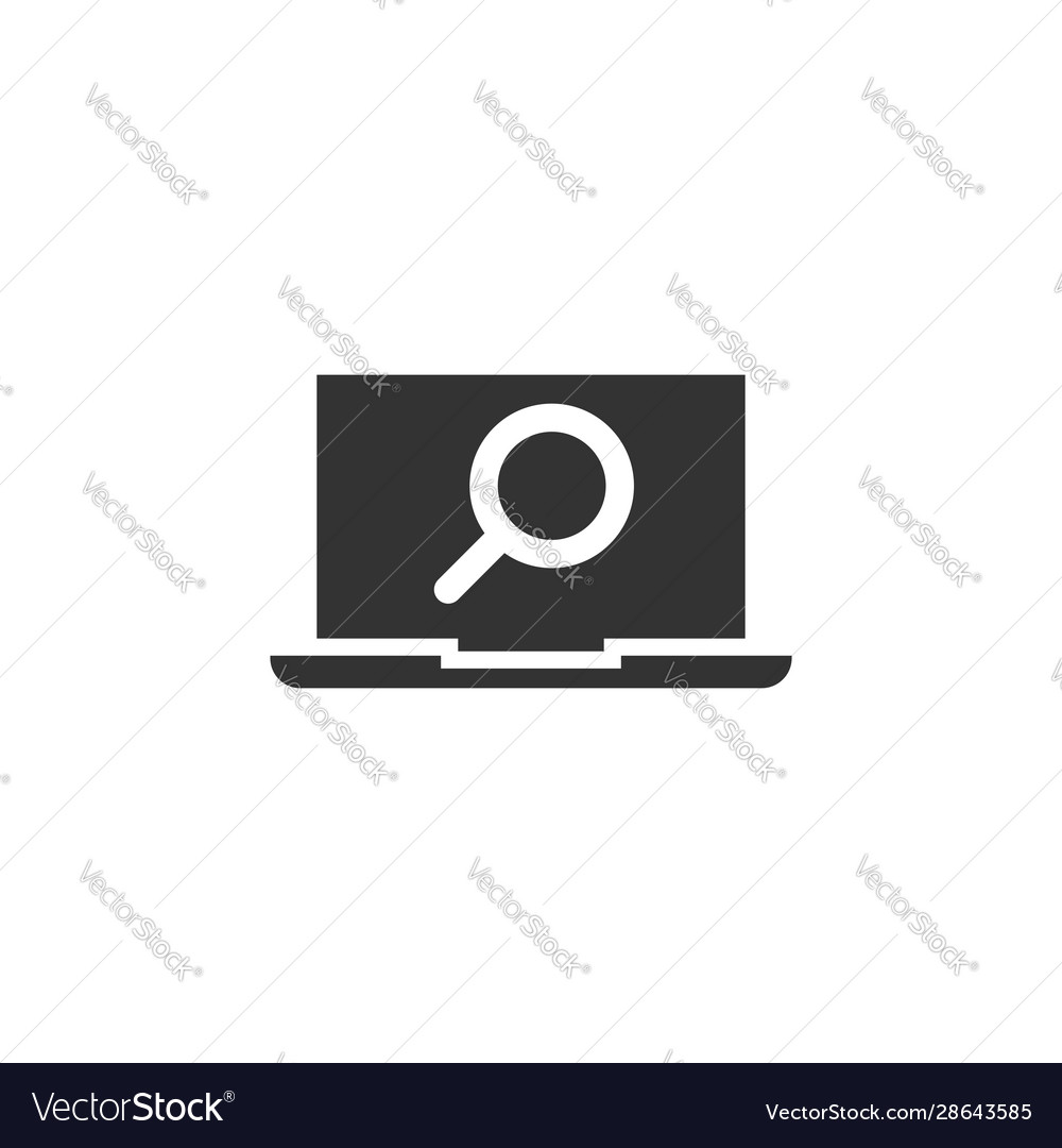 Computer search icon in flat style laptop Vector Image
