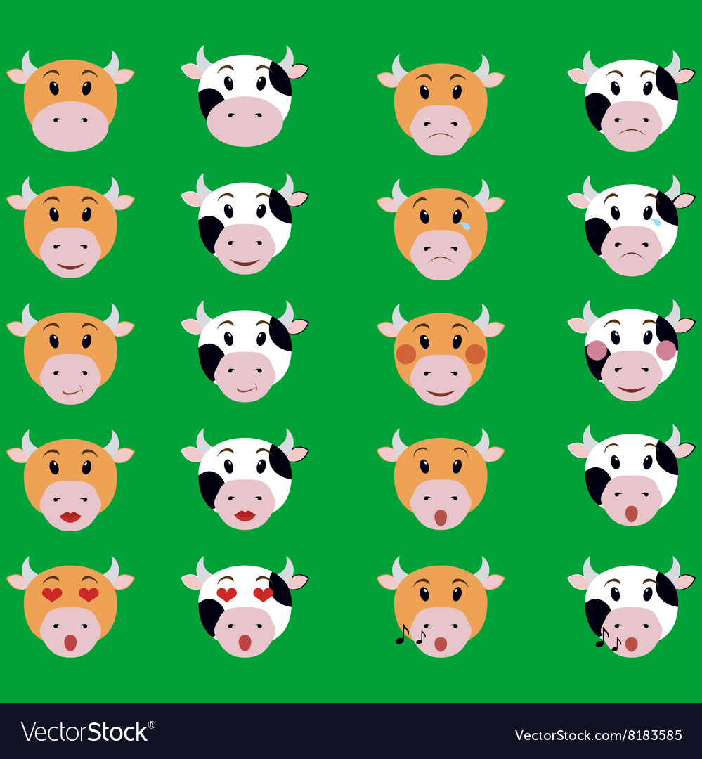 Cow Face emotion Icon set of emoji Royalty Free Vector Image