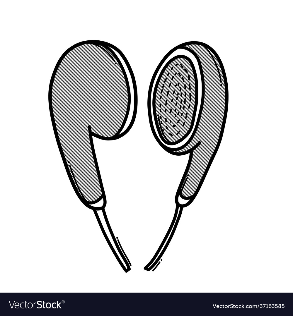 Earphone doodle icon drawing sketch hand drawn