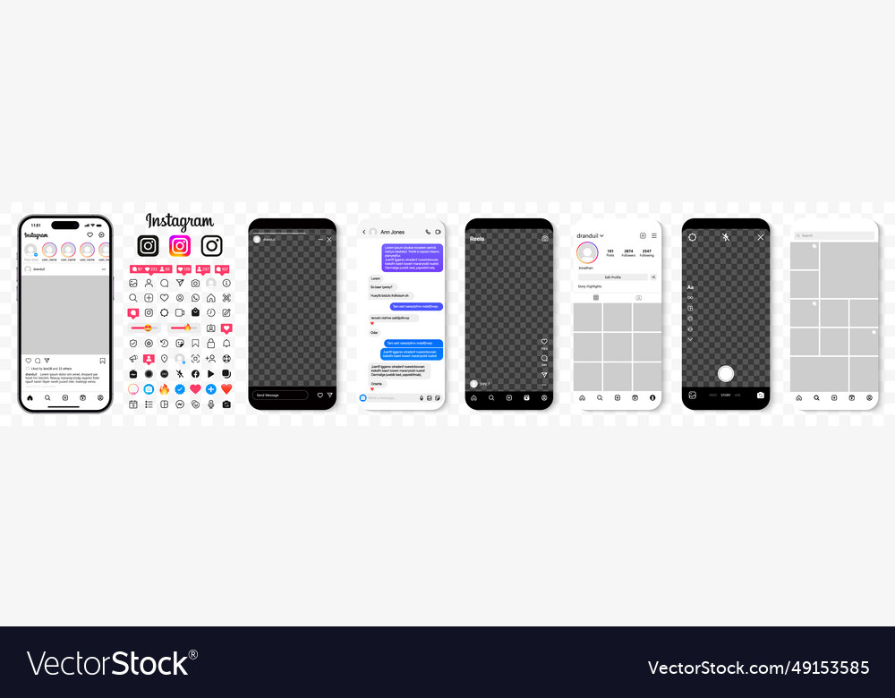 Instagram app template iphone Royalty Free Vector Image Instagram app template iphone Royalty Free Vector Image