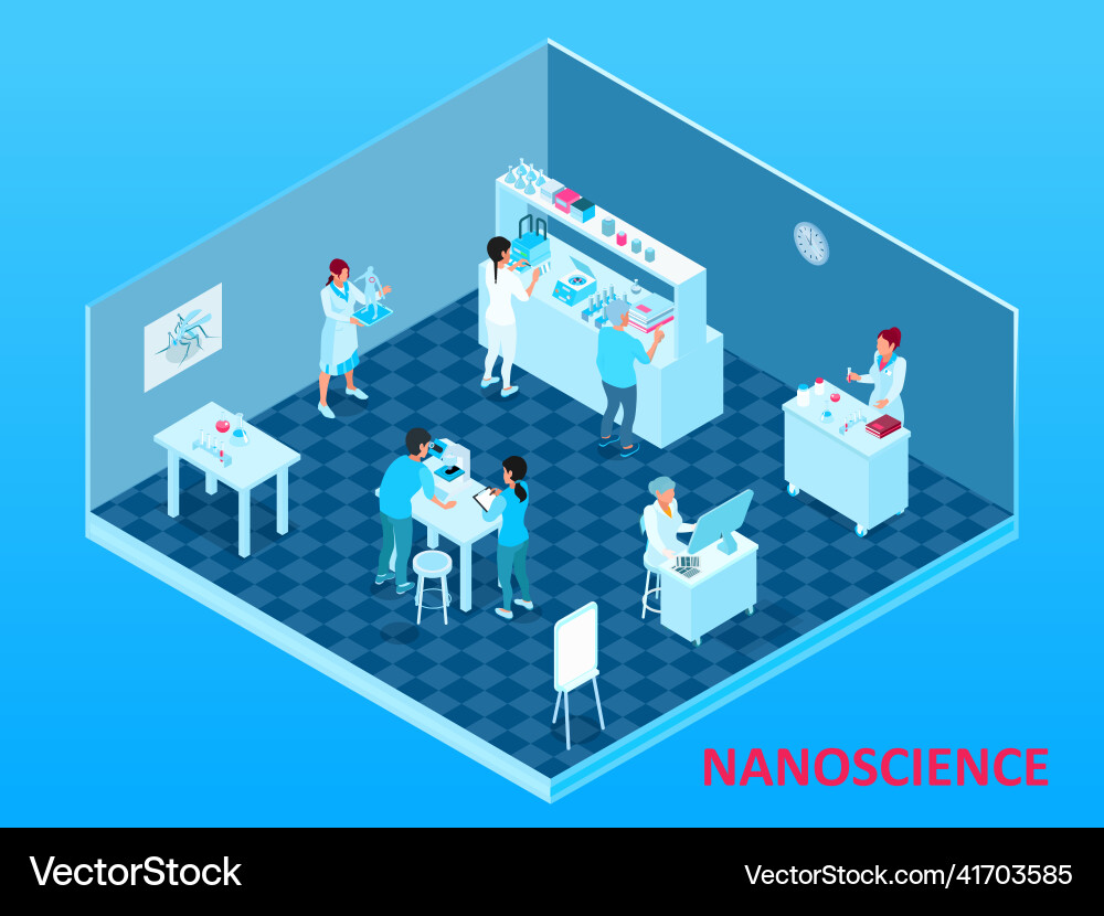 Isometric nanotechnology composition Royalty Free Vector