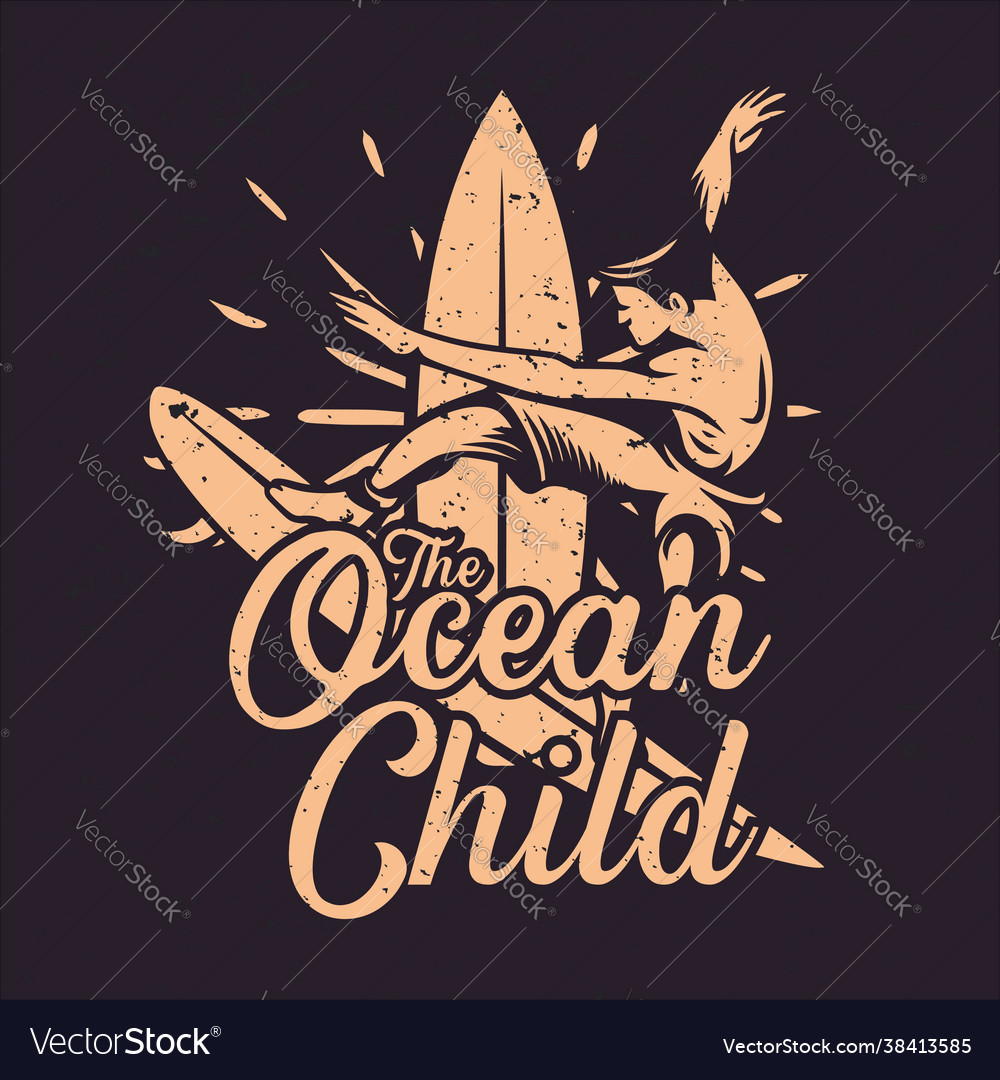 T-Shirt Design Ozean Kind mit Mann Surfing