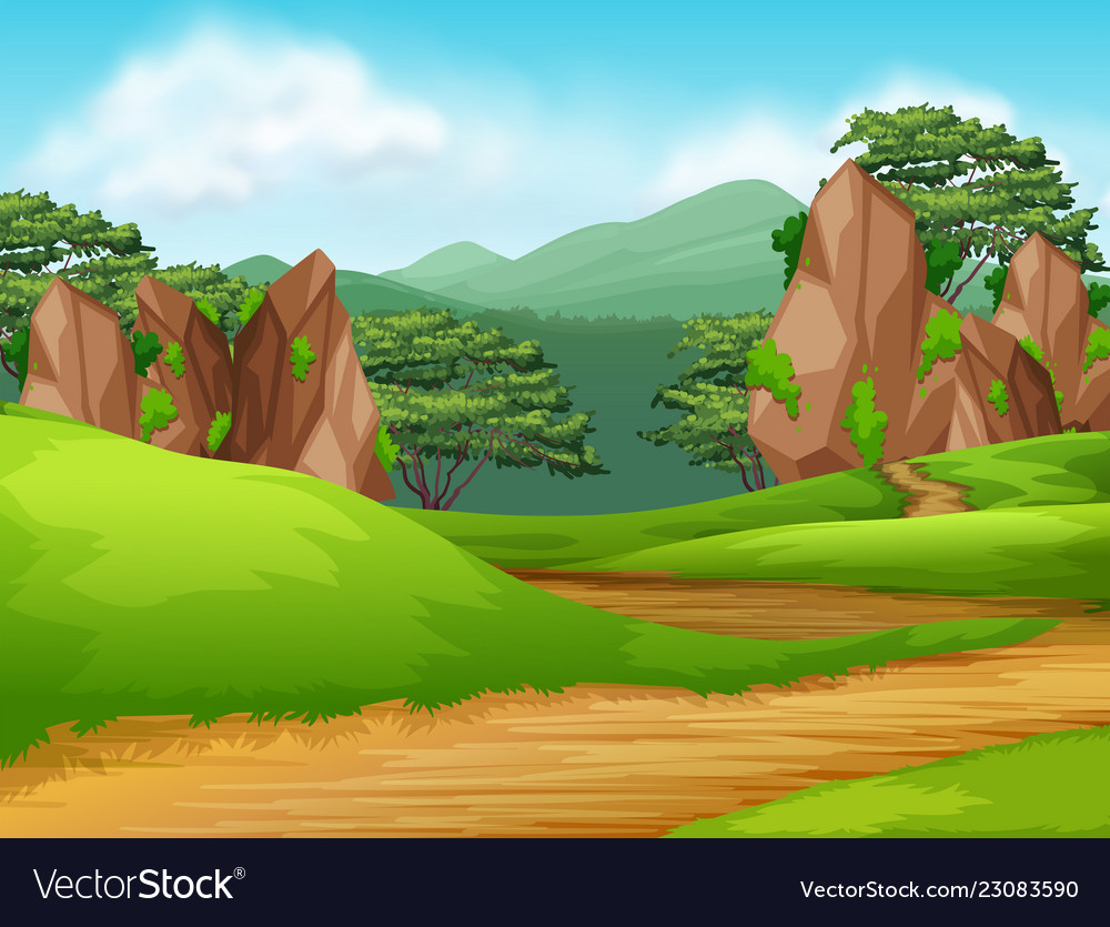 Beautiful green nature landscape Royalty Free Vector Image