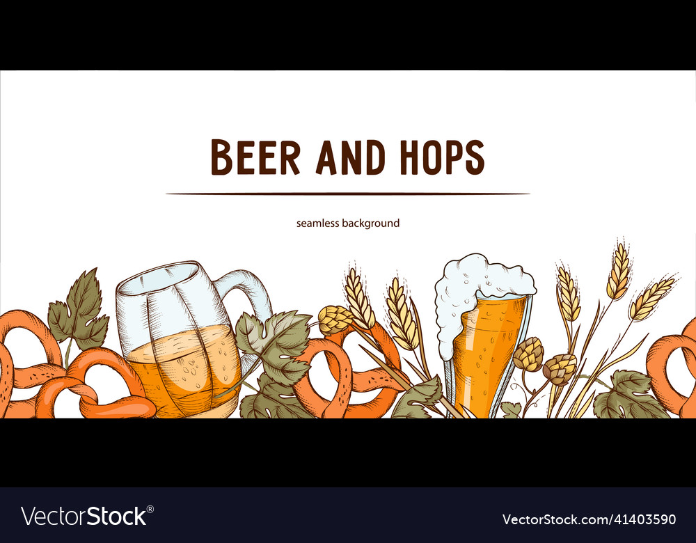 Beer and hops seamless background or repeatable