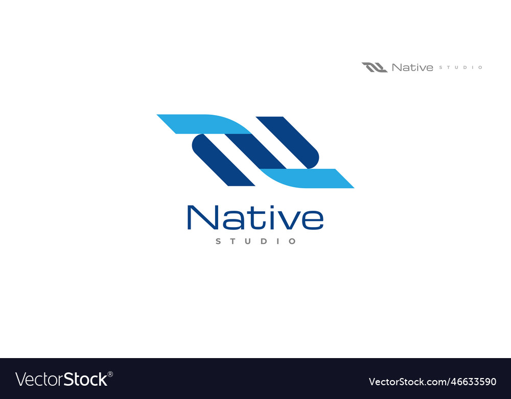 Blue letter n logo design with modern concept