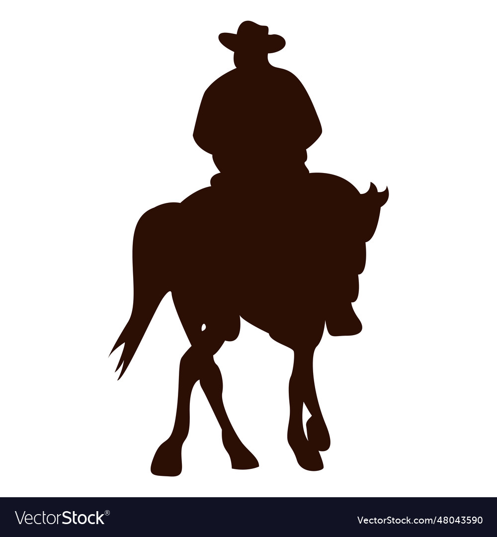 Cowboy Horse Turning Around Silhouette Royalty Free Vector