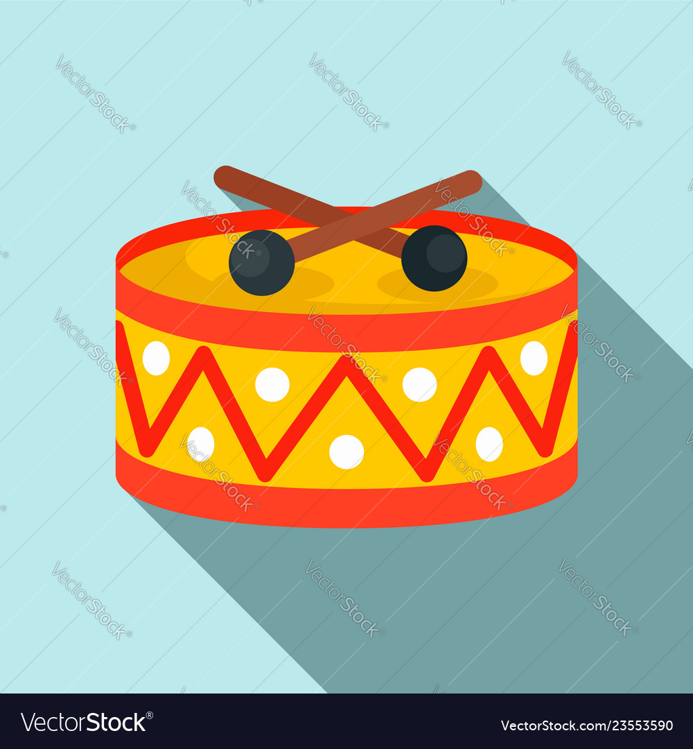 Drums toy icon flat style Royalty Free Vector Image