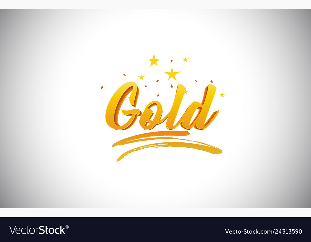 gold-golden-yellow-word-text-with-handwritten-vector-image