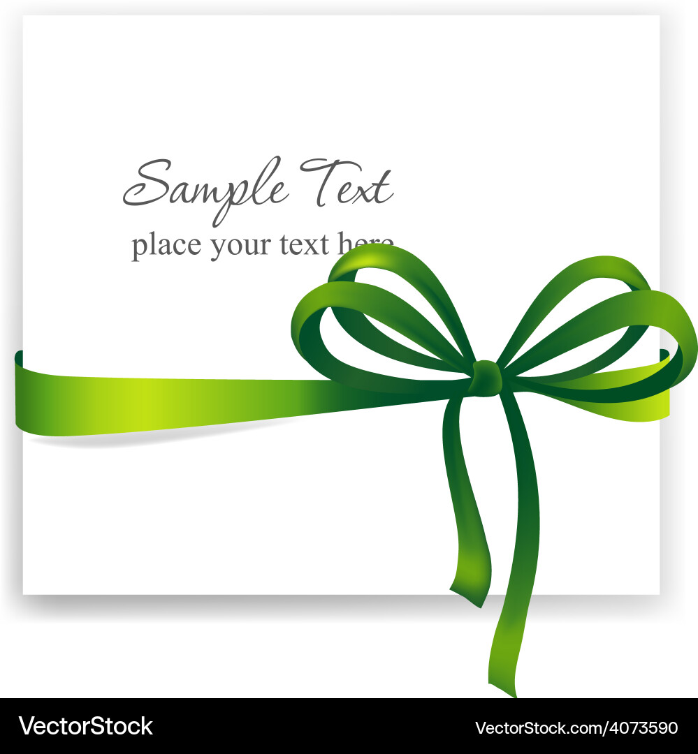 Greeting card with a green ribbon Royalty Free Vector Image