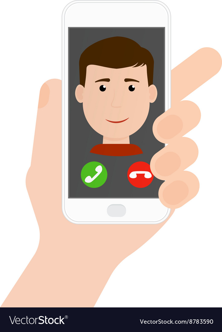 Incoming call from boyman on phone in hand flat Vector Image