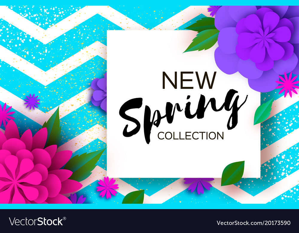 New spring collection paper cut flower 8 march Vector Image