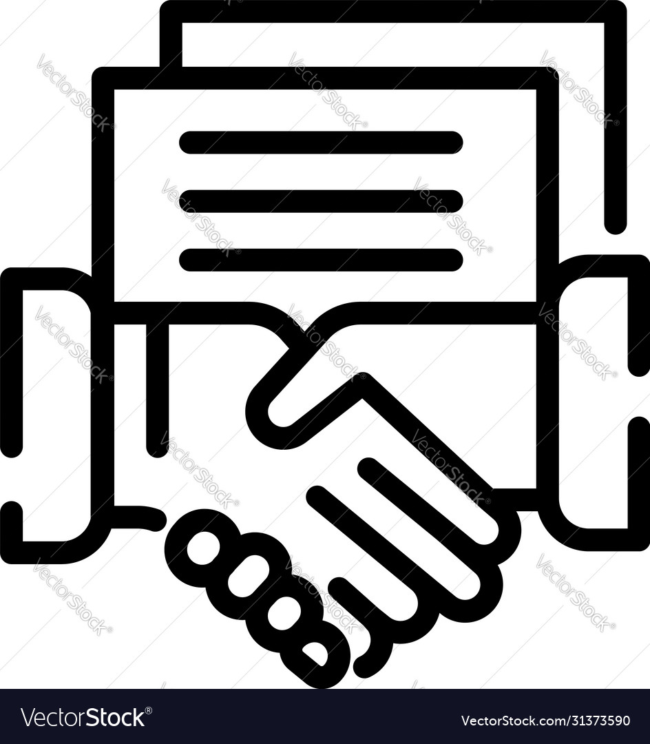 Notary judge handshake icon outline style Vector Image