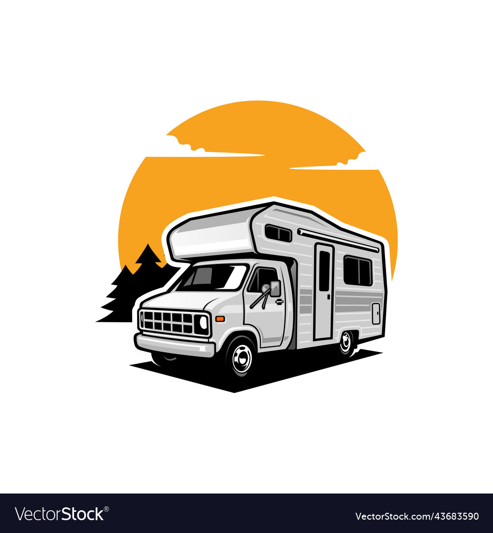 Retro rv camper car logo Royalty Free Vector Image