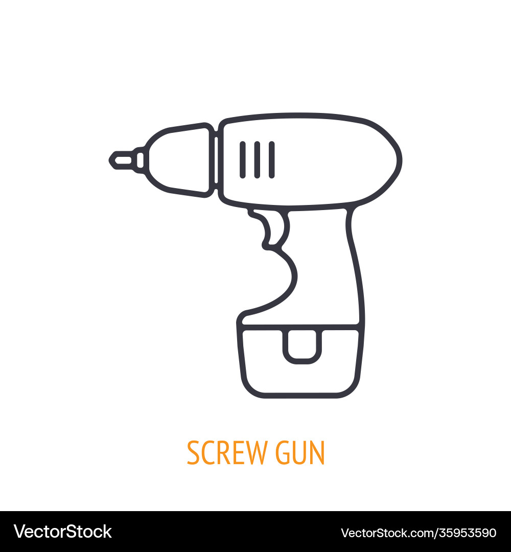 Screw gun or power drill outline icon Royalty Free Vector