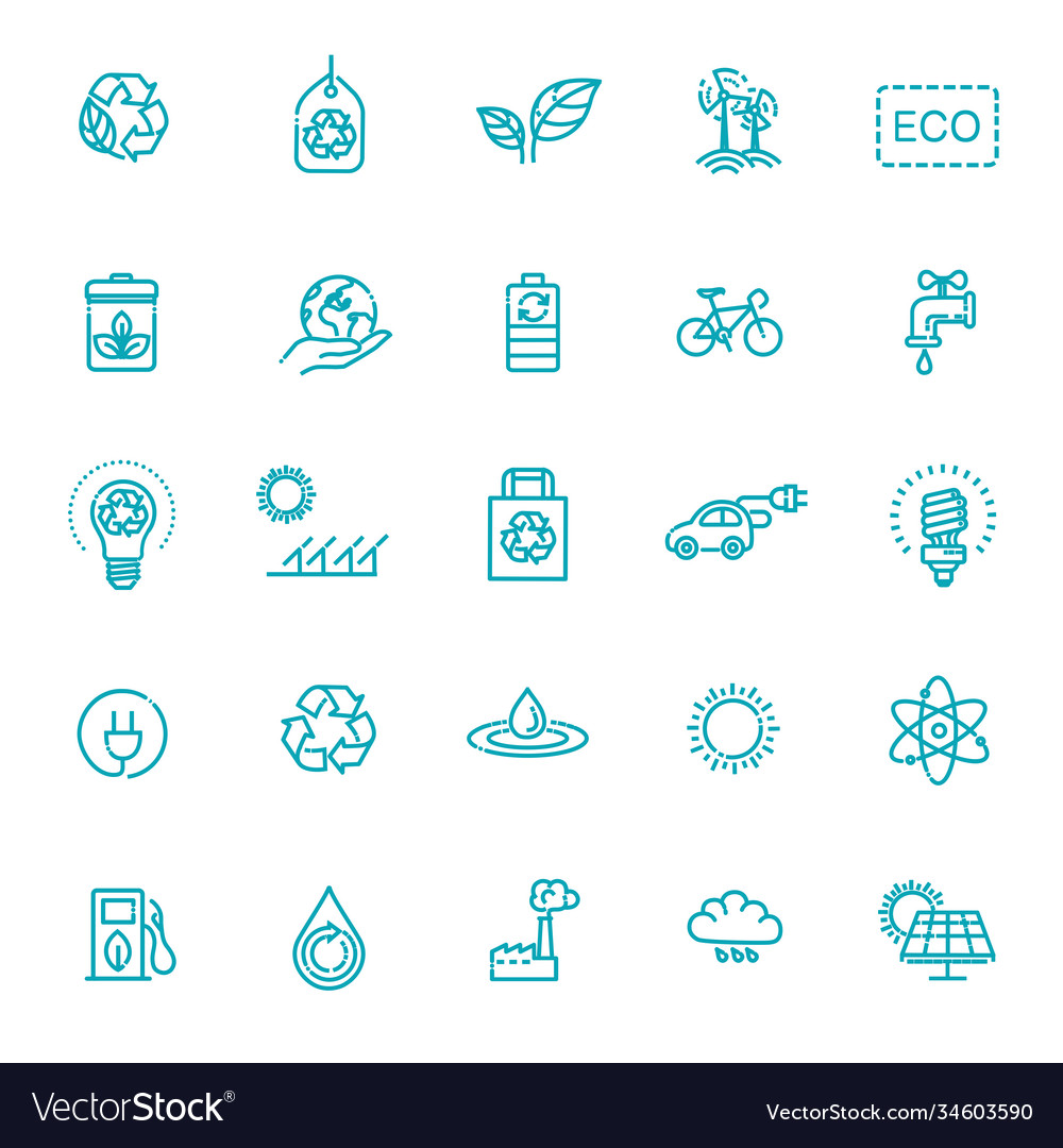 Simple set eco related line icons Royalty Free Vector Image