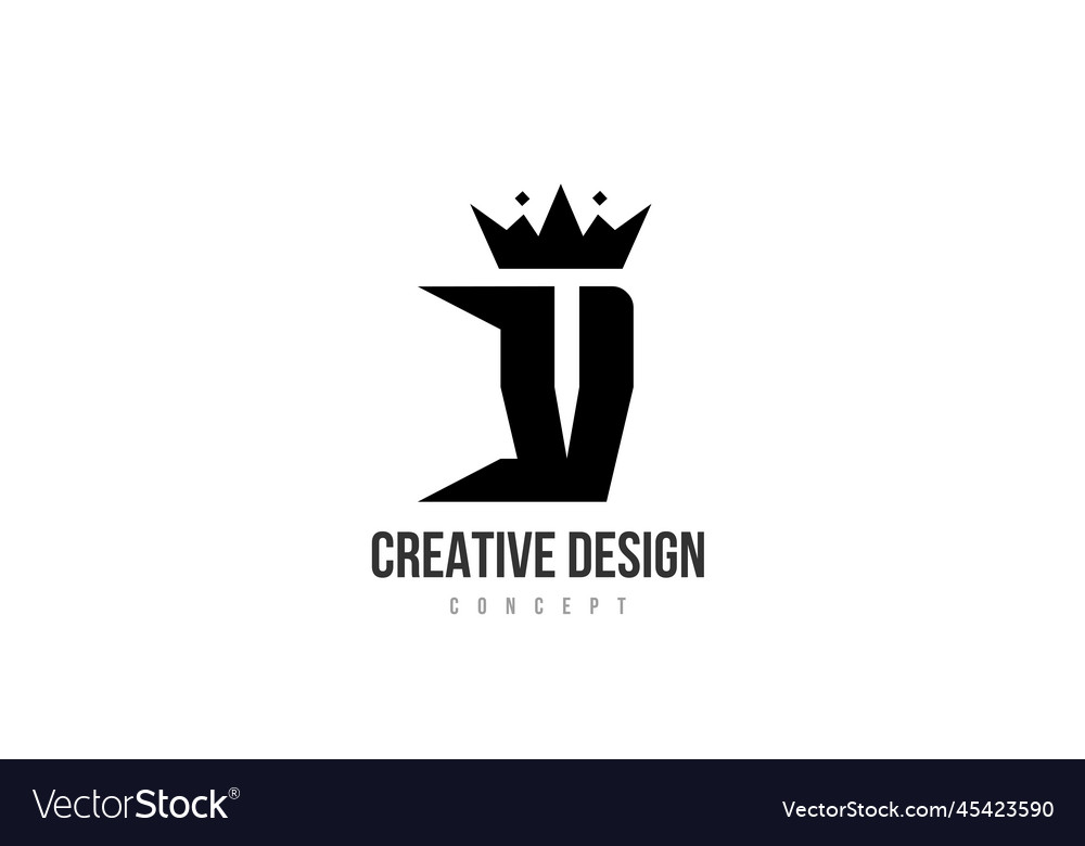 V black and white alphabet letter logo icon Vector Image