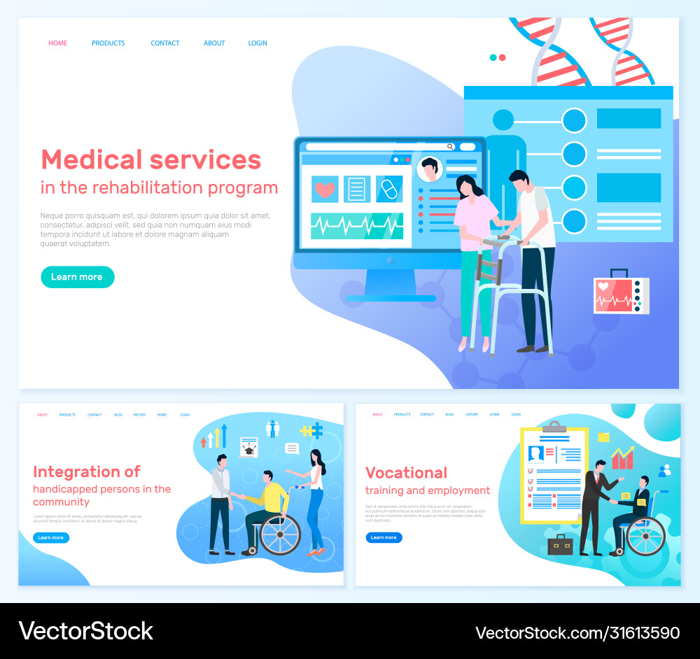 site medical service rehabilitation program Vector Image