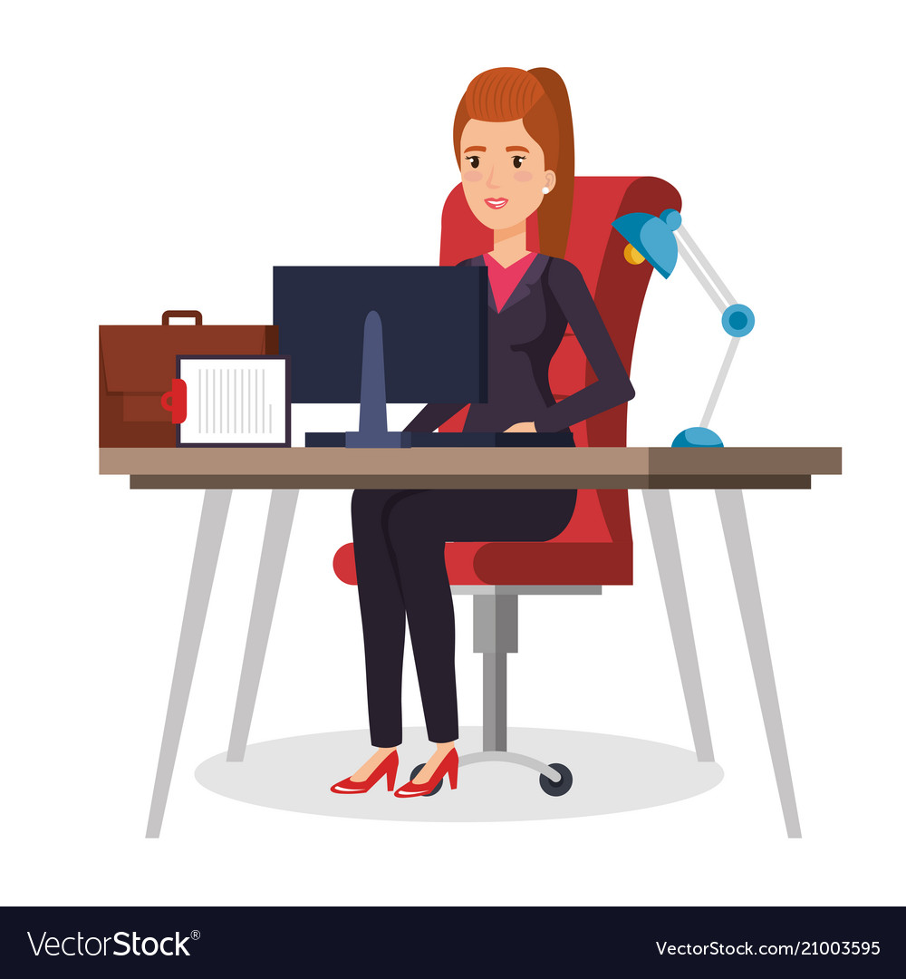 Businesswoman sitting in the office Royalty Free Vector