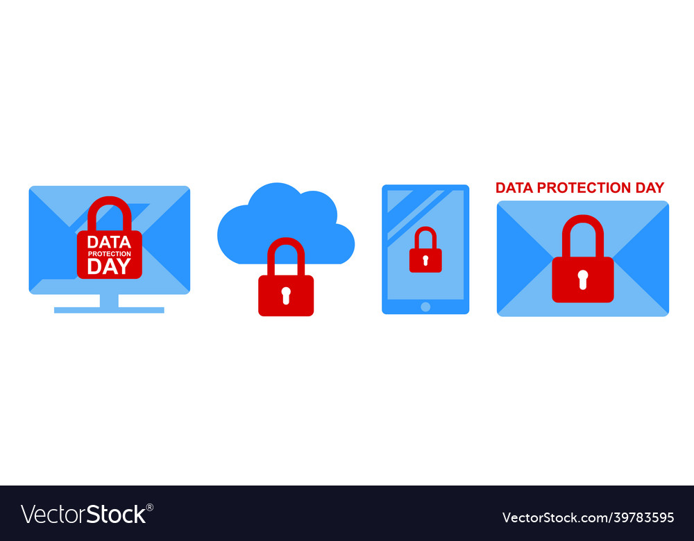 Data privacy day 26 january set protection Vector Image