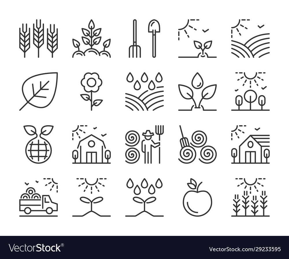 Farm icon agriculture and farming line icons set Vector Image