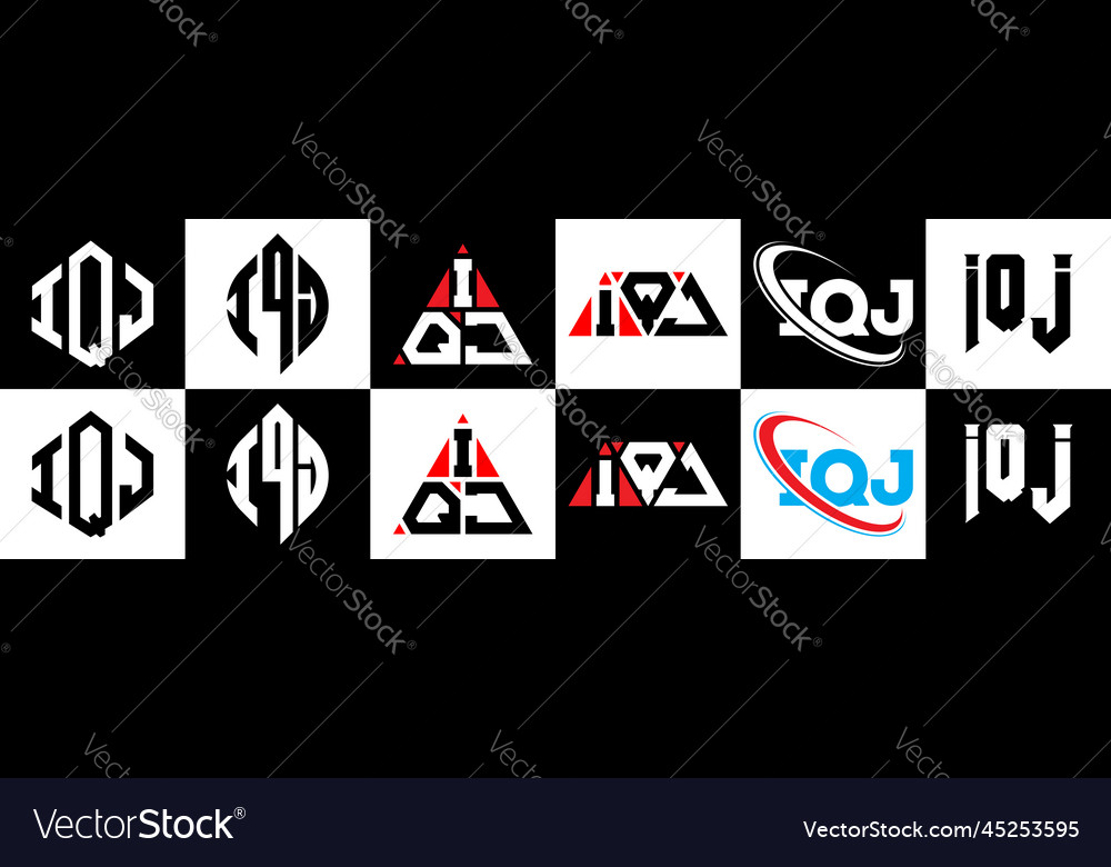 Iqj letter logo design in six style polygon