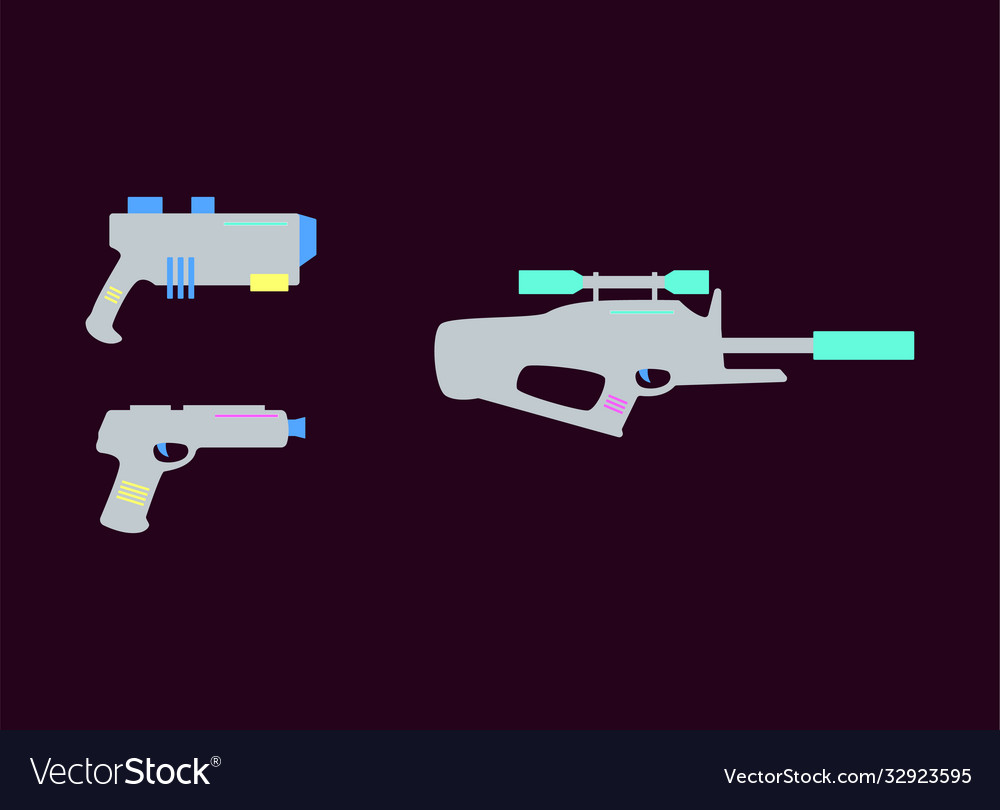 Laser tag gun and rifle set isolated on dark