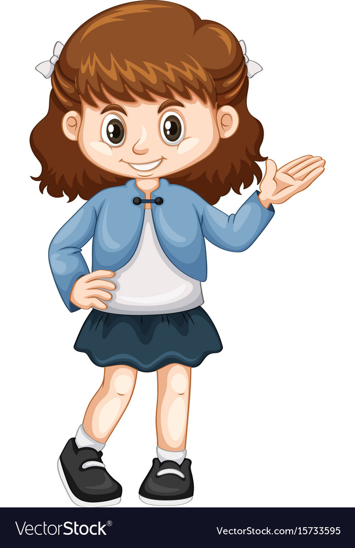 Little girl in blue jacket Royalty Free Vector Image