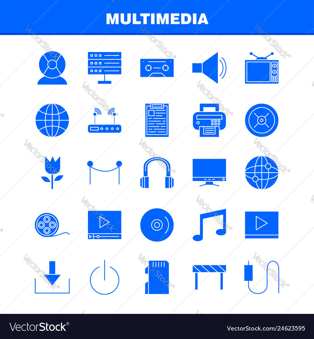 Multimedia solide Glyph-Symbol für Webdruck