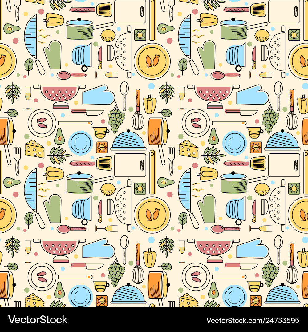 Pink kitchen pattern flat Royalty Free Vector Image