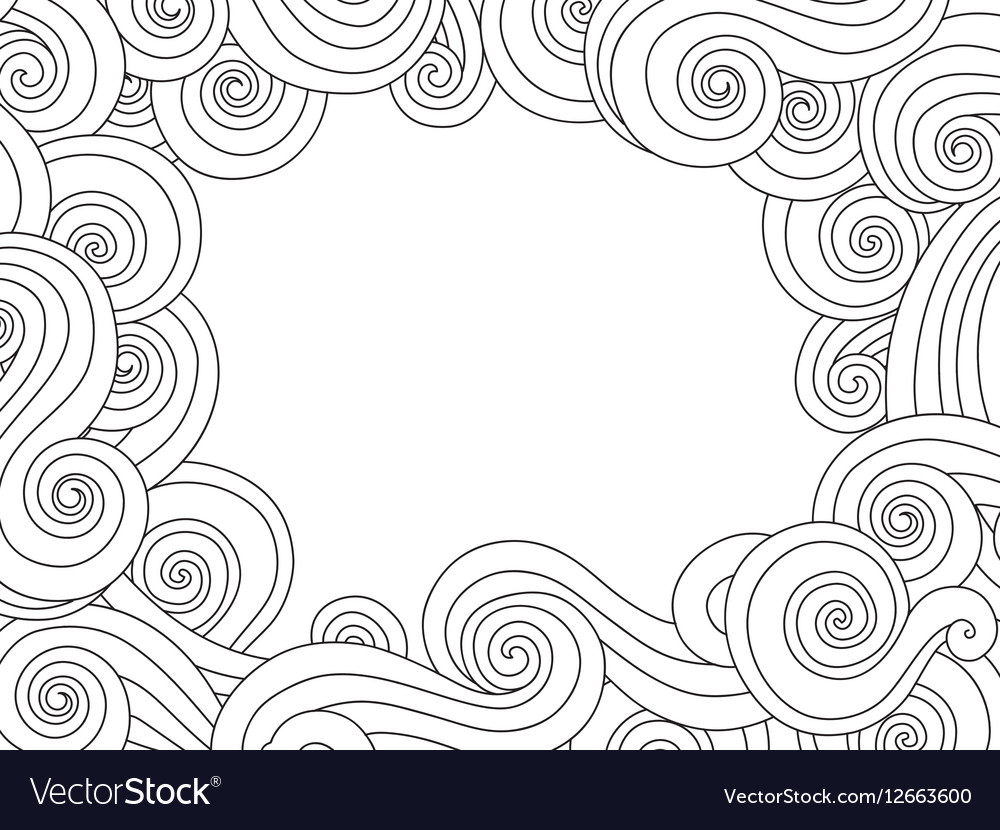 Abstract Hand Drawn Frame Border With Outline Sea Vector Image