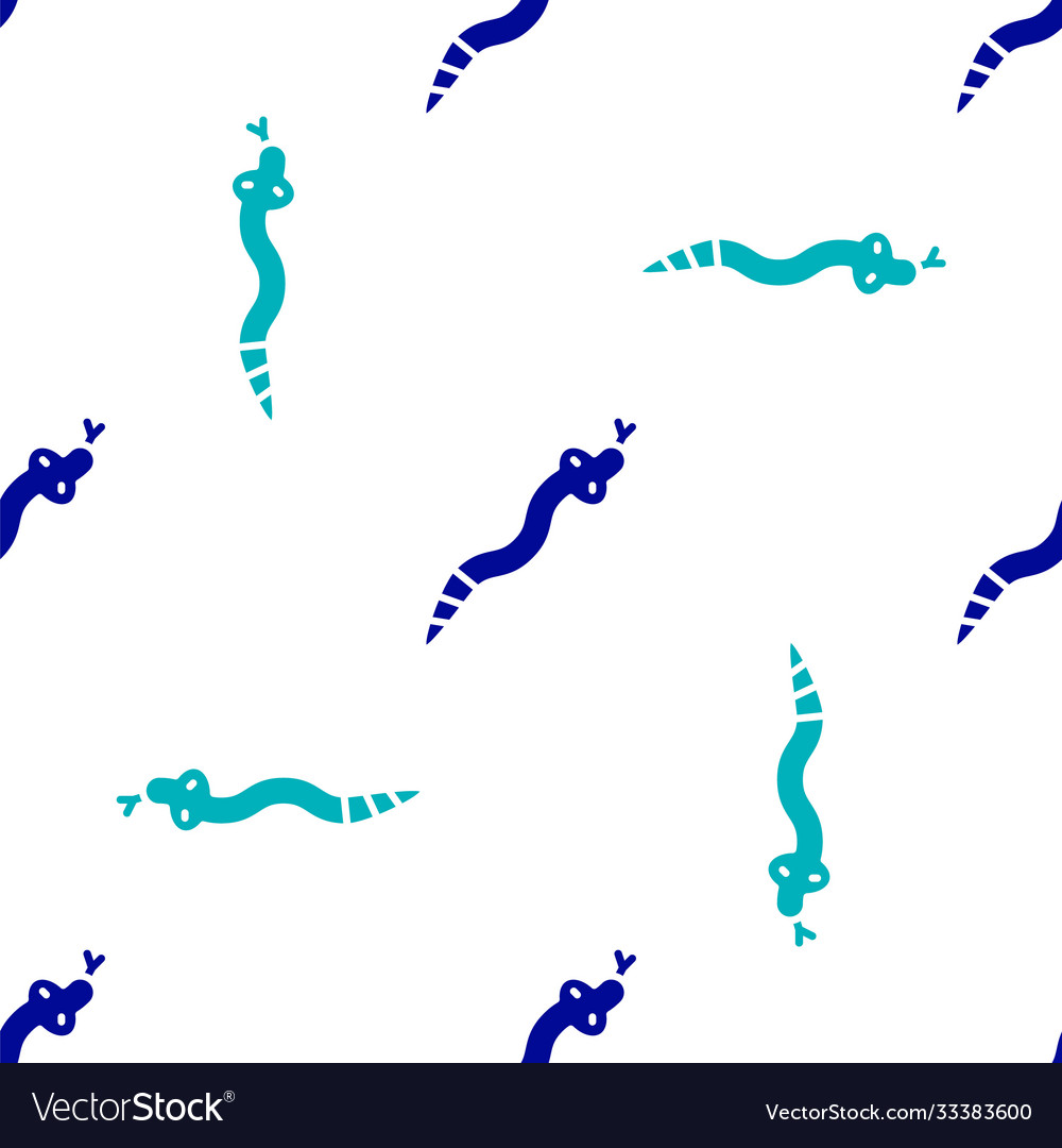 Blue snake icon isolated seamless pattern on white