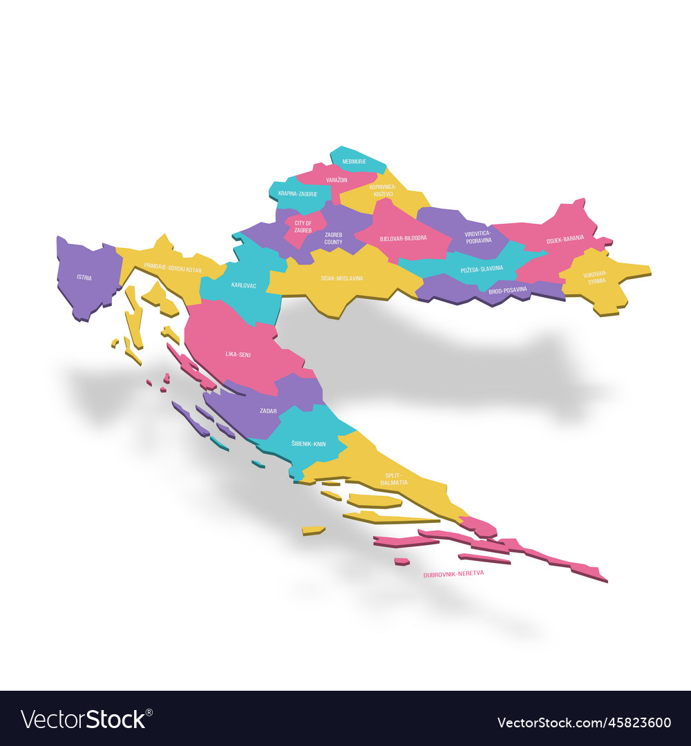 Croatia political map of administrative divisions Vector Image