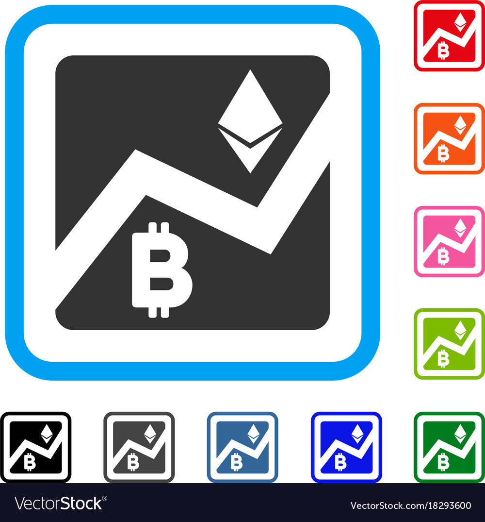 Cryptocurrency exchange market framed icon