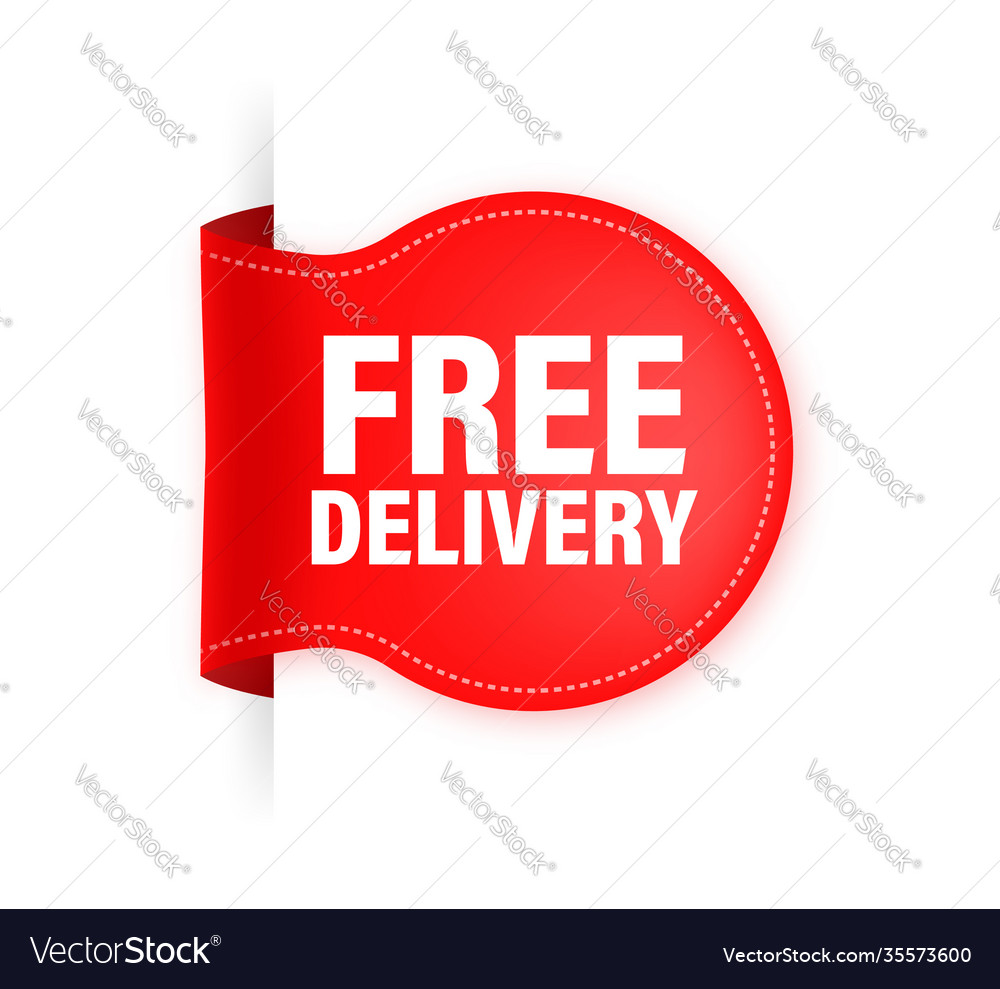 Free delivery red ribbon on white background logo